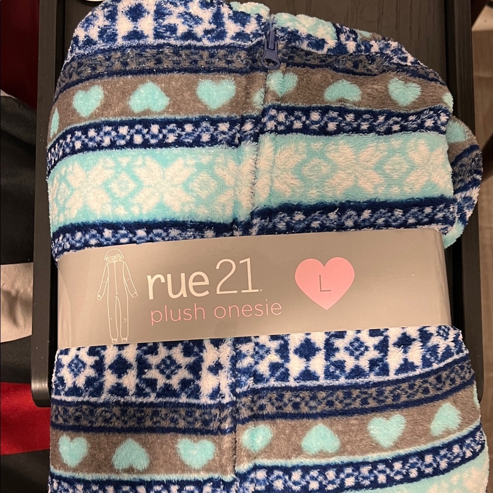 Rue21 Teal and Navy Plush Onesie